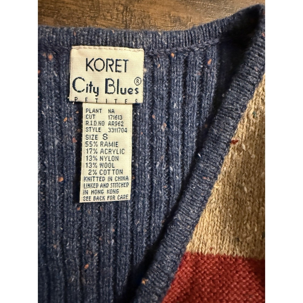 Koret City Blues Petite Small Floral Patchwork Sweater Vest Zip Front Grandma PS - Picture 7 of 8